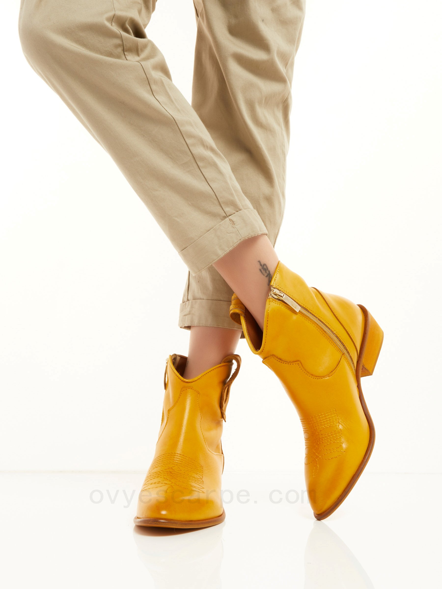 (image for) Outlet Online Shop Leather Cowboy Ankle Boots F08161027-0498 ovyè shop online